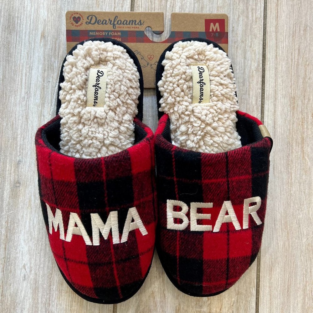 Women's Mama Bear Red Buffalo Check Slipper Slides